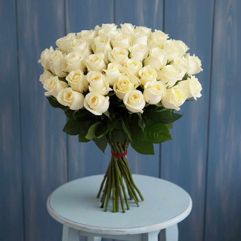 Букет 51 Белая роза Эдлесс Лав в Суздали