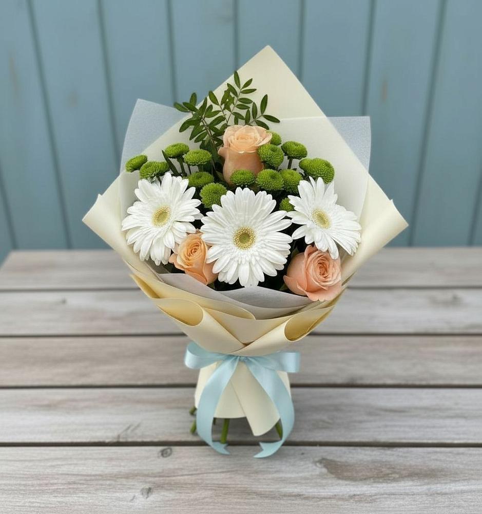 Букет цветов из: Герберы, Розы и Хризантемы в Суздали