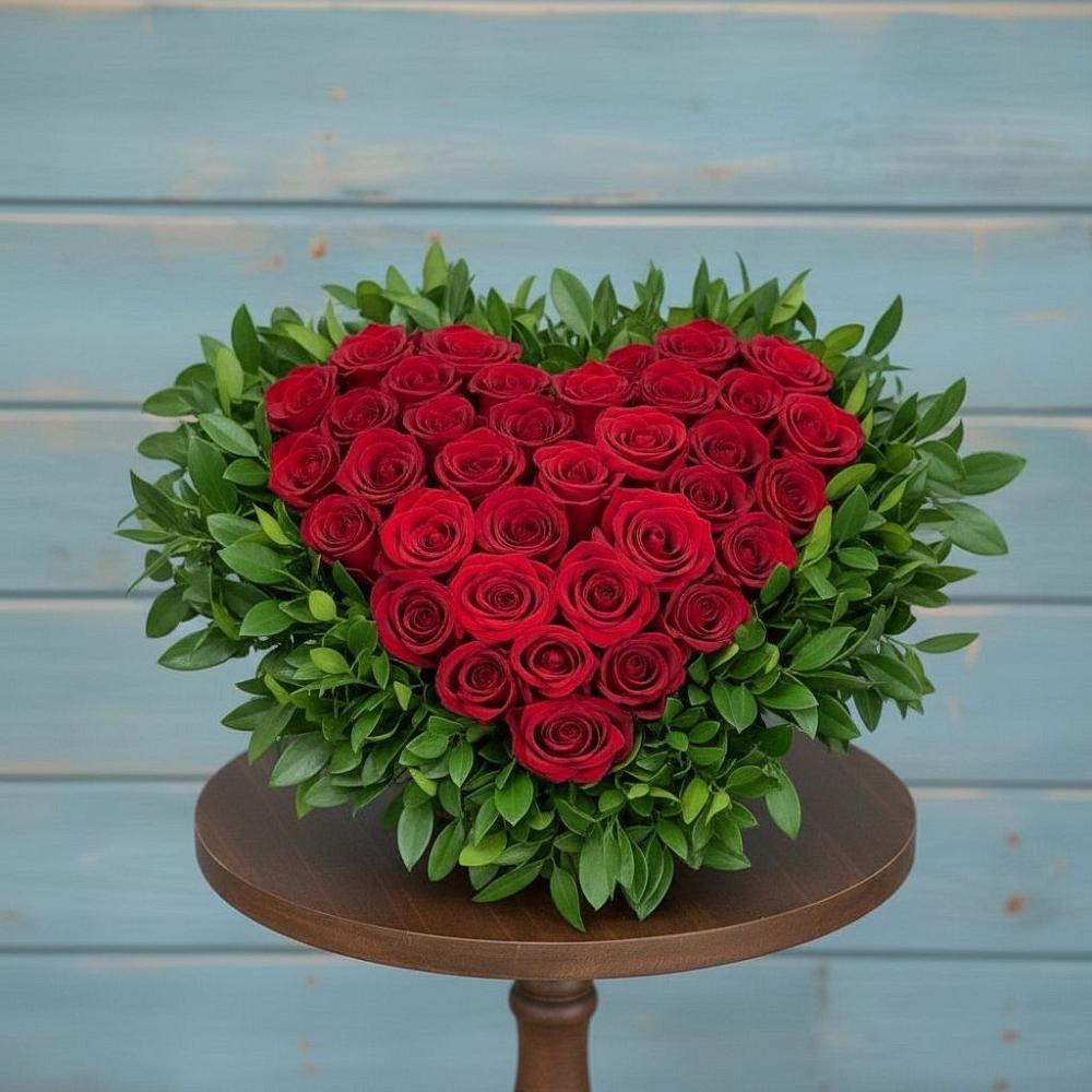 Цветочная композиция из Розы в виде сердца в Суздали