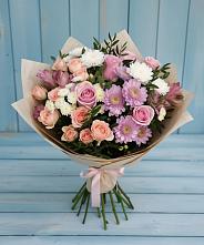 Букет цветов из:  Хризантемы, Розы и Альстромерии #REPLACE_PRED# Суздали